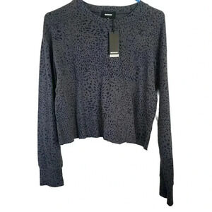 Monrow Dark Gray cheetah print sweatshirt